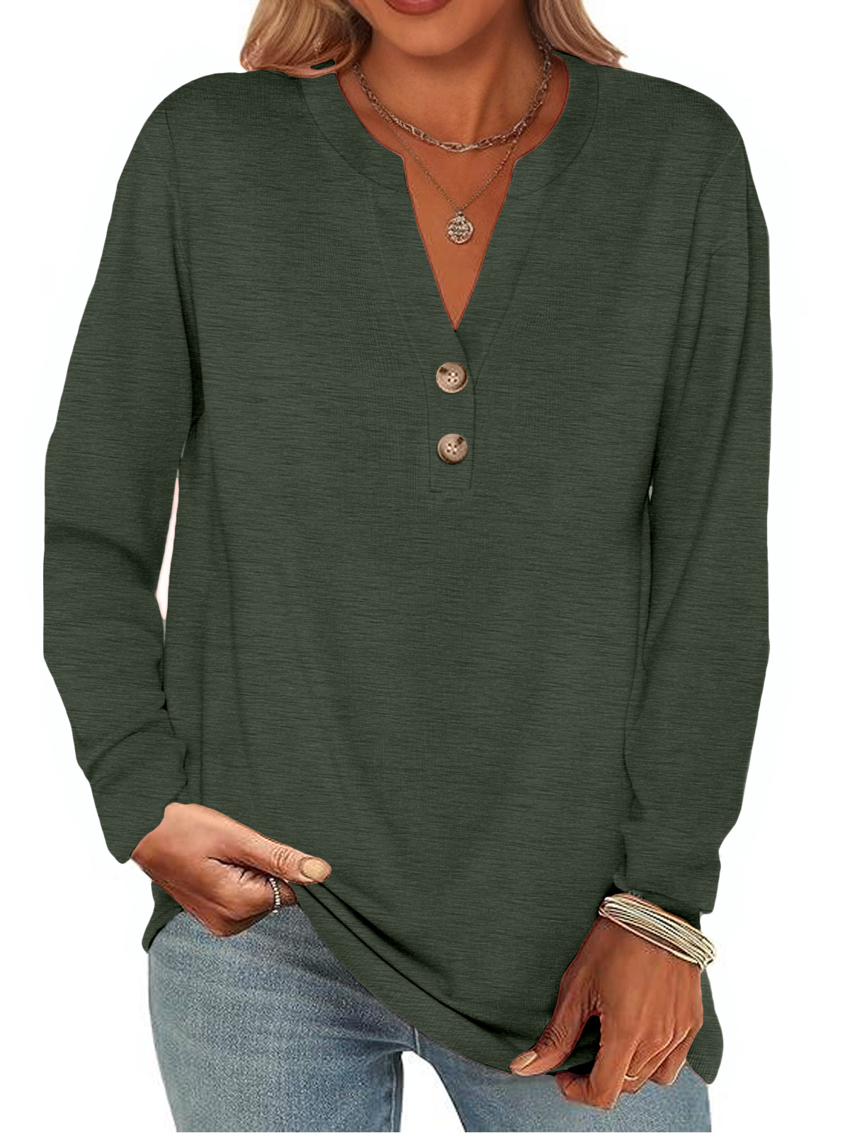 SUNBS Blouses for Women Dressy Casual V Neck Womens Tops Long Sleeve Shirts for Women Blouses