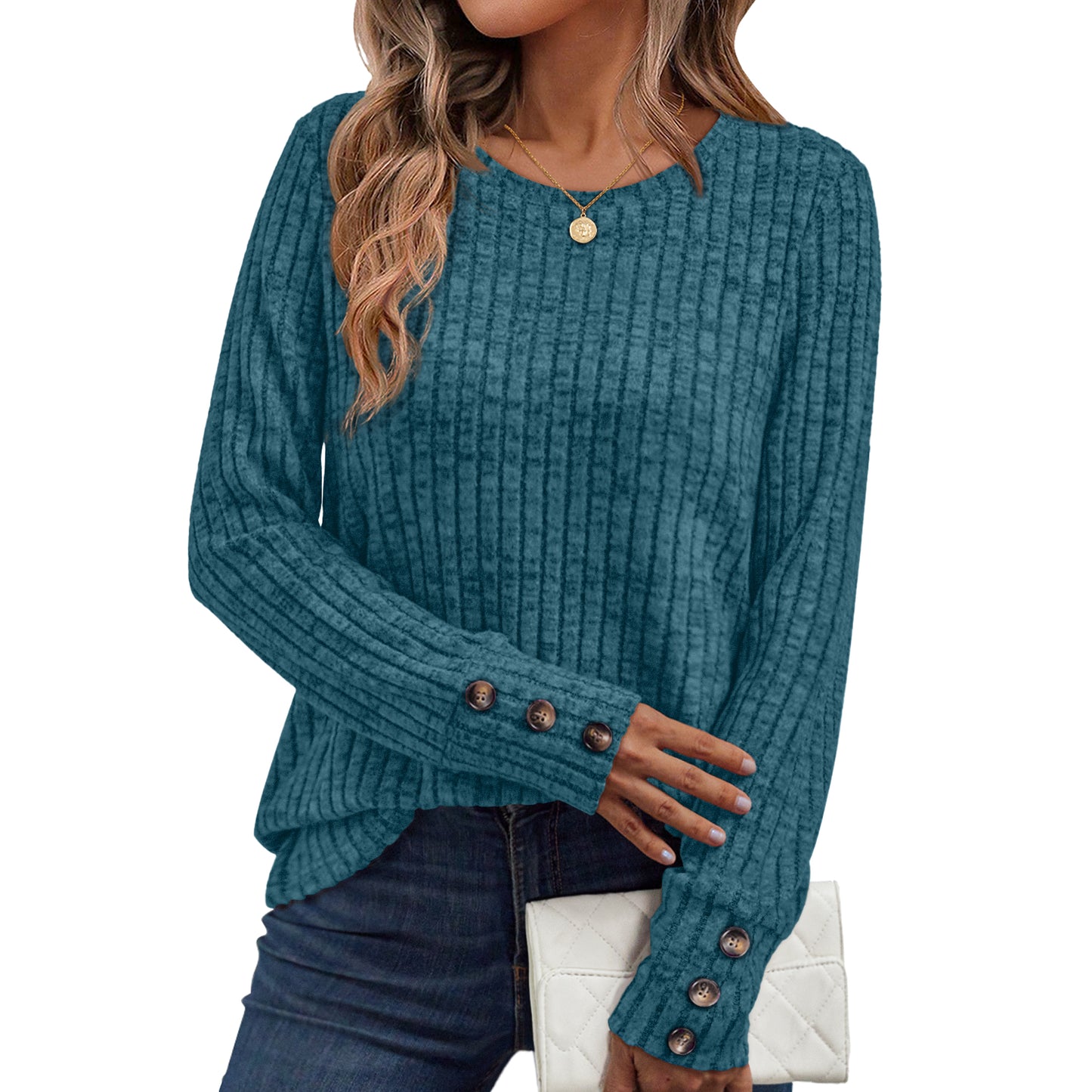 SUNBS Sweaters for Womens Long Sleeve Shirts Button Cuffs Tunic Blouse Fashion Outfits