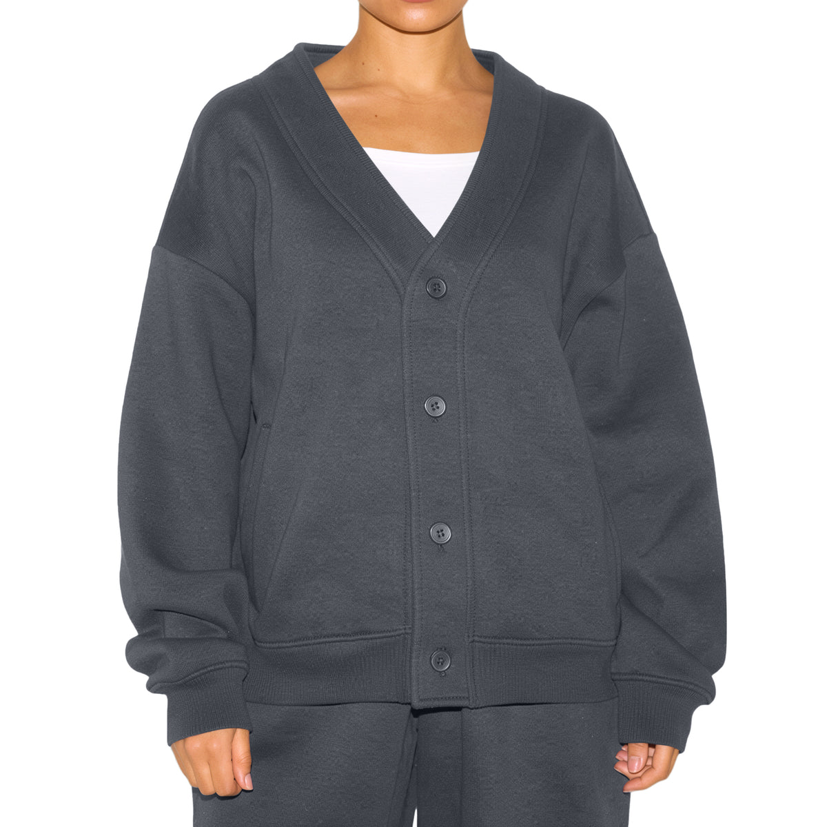 SUNBS Button Down V Neck Cardigan for Women Fall Chic Coat Oversized Casual Sweaters with Pocket