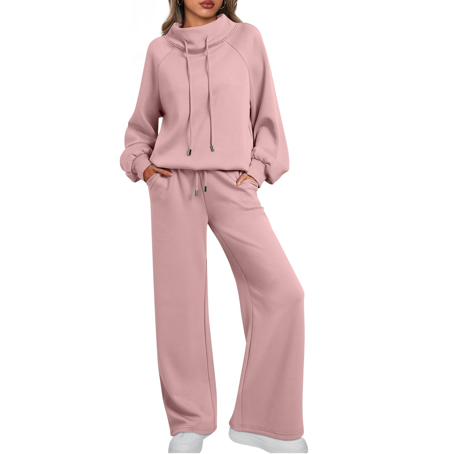 SUNBS Lounge Sets for Women Sweatsuits 2 Piece Outfits 2025 Fall Drawstring Sweatshirt Wide Leg Sweatpants Tracksuit