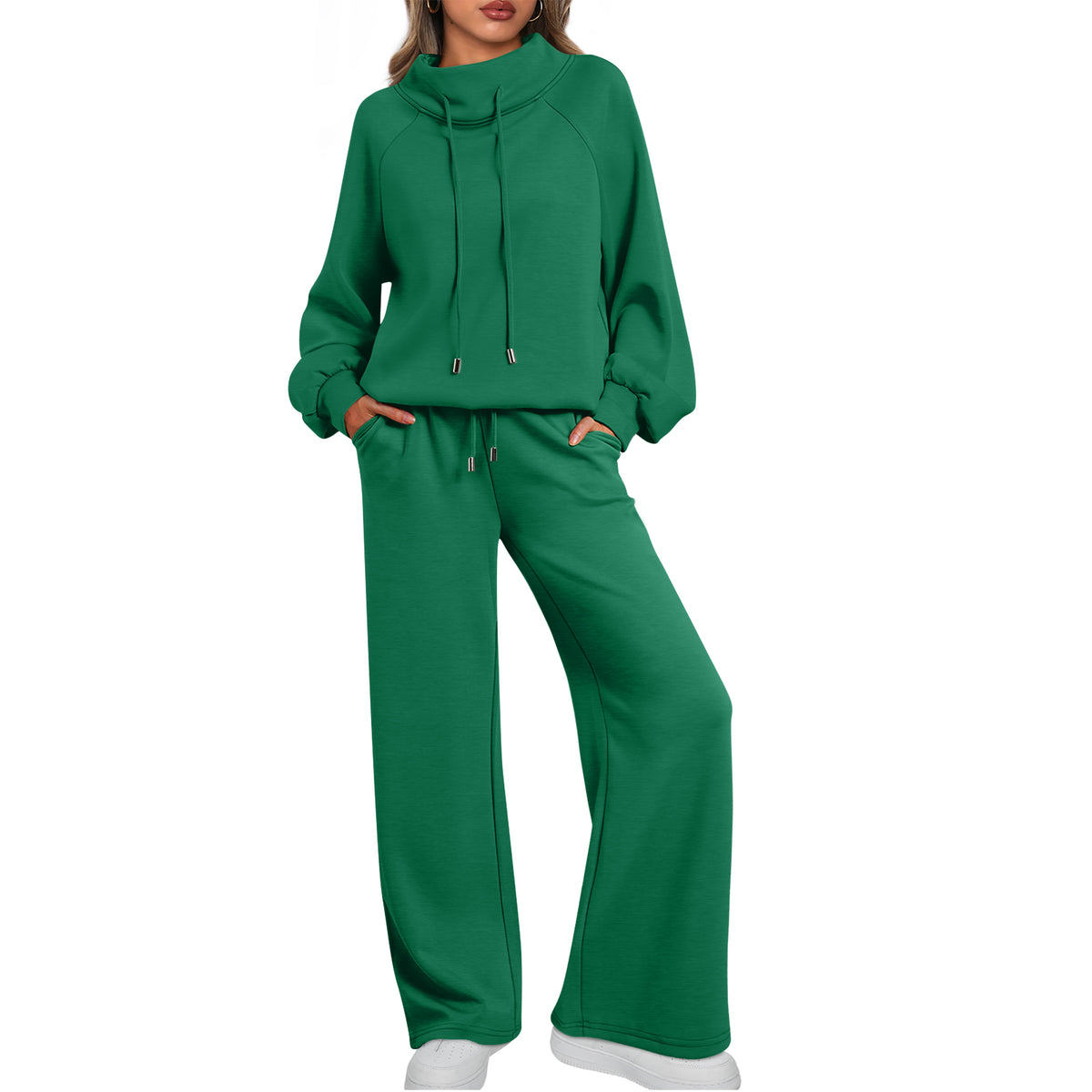 SUNBS Lounge Sets for Women Sweatsuits 2 Piece Outfits 2025 Fall Drawstring Sweatshirt Wide Leg Sweatpants Tracksuit