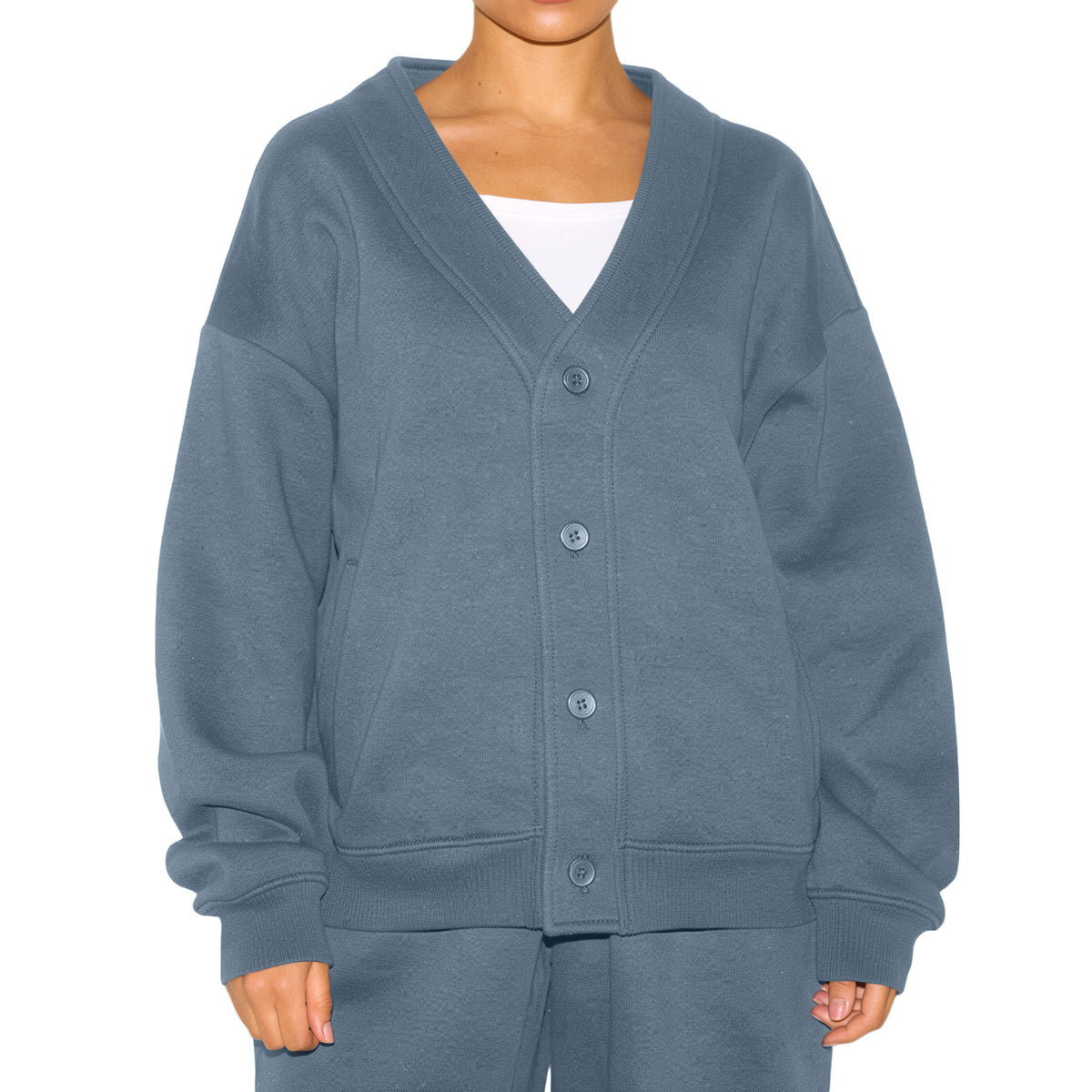 SUNBS Button Down V Neck Cardigan for Women Fall Chic Coat Oversized Casual Sweaters with Pocket
