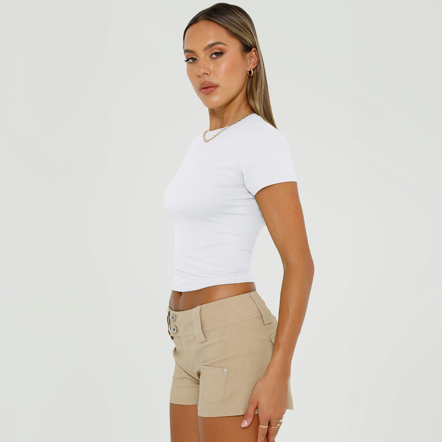 SUNBS Womens Basic T-Shirts Scoop Neck Short Sleeve Crop Tops Cute Summer Tops Slim Fit Tees Y2k Clothing 2025