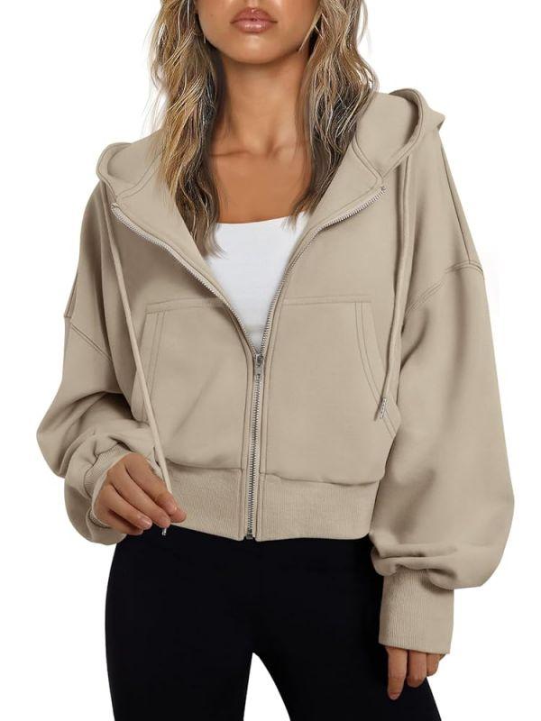SUNBS Hoodies for Women Full Zip Up Cropped Sweatshirts Jackets Casual Comfy Gym Tops Fall Outfits Winter Clothes 2026