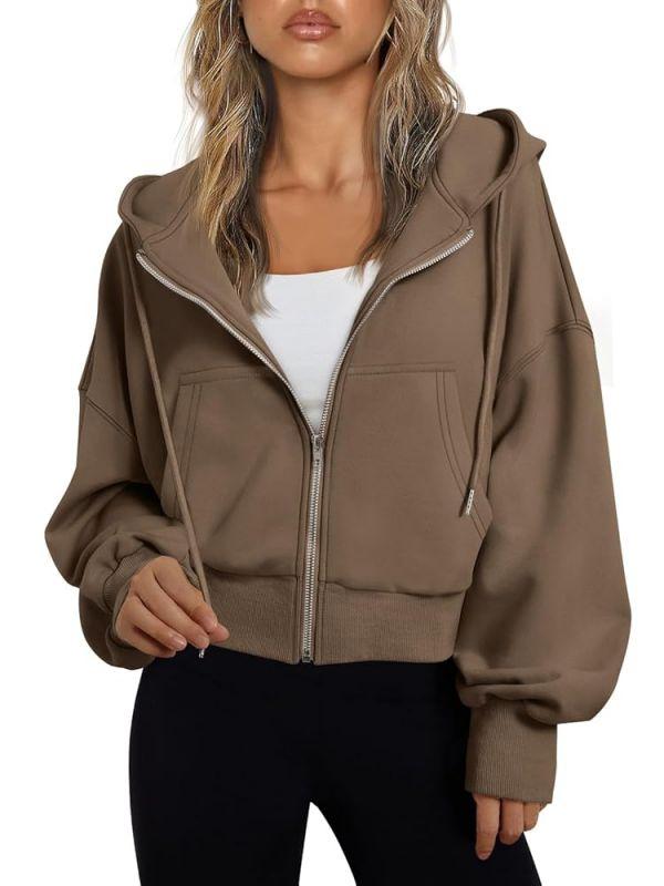 SUNBS Hoodies for Women Full Zip Up Cropped Sweatshirts Jackets Casual Comfy Gym Tops Fall Outfits Winter Clothes 2026