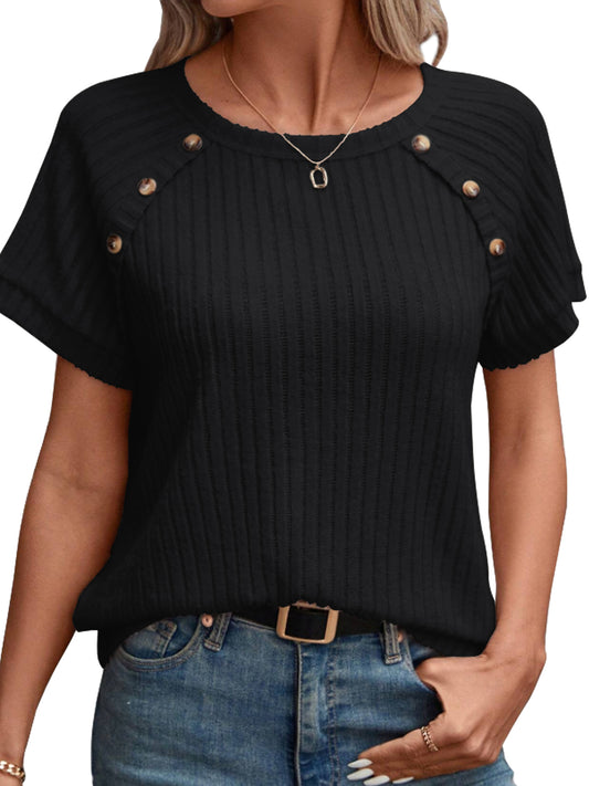 SUNBS Blouses for Women Crew Neck Casual Tunic Tops Short Sleeve Shirts Fashion Clothing