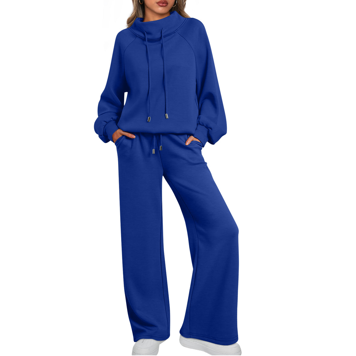 SUNBS Lounge Sets for Women Sweatsuits 2 Piece Outfits 2025 Fall Drawstring Sweatshirt Wide Leg Sweatpants Tracksuit