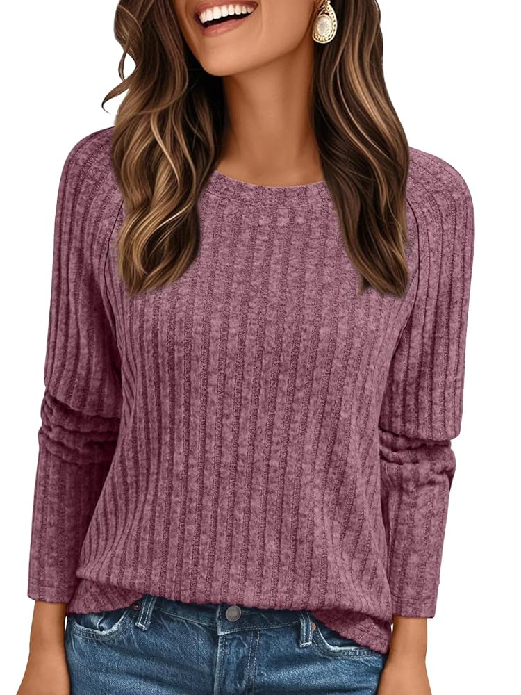 SUNBS Tunic Shirts for Womens Long Sleeve Tops Crewneck Dressy Sweaters Casual Blouses Trendy Clothes