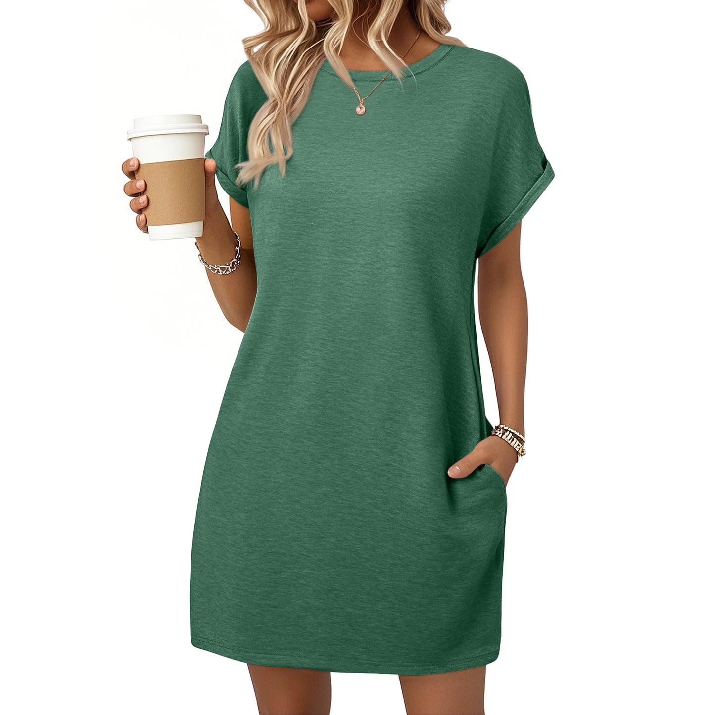 SUNBS Dresses for Womens Summer Spring T Shirt Dress Vacation Beach Mini Sundress Loose Clothes with Pockets