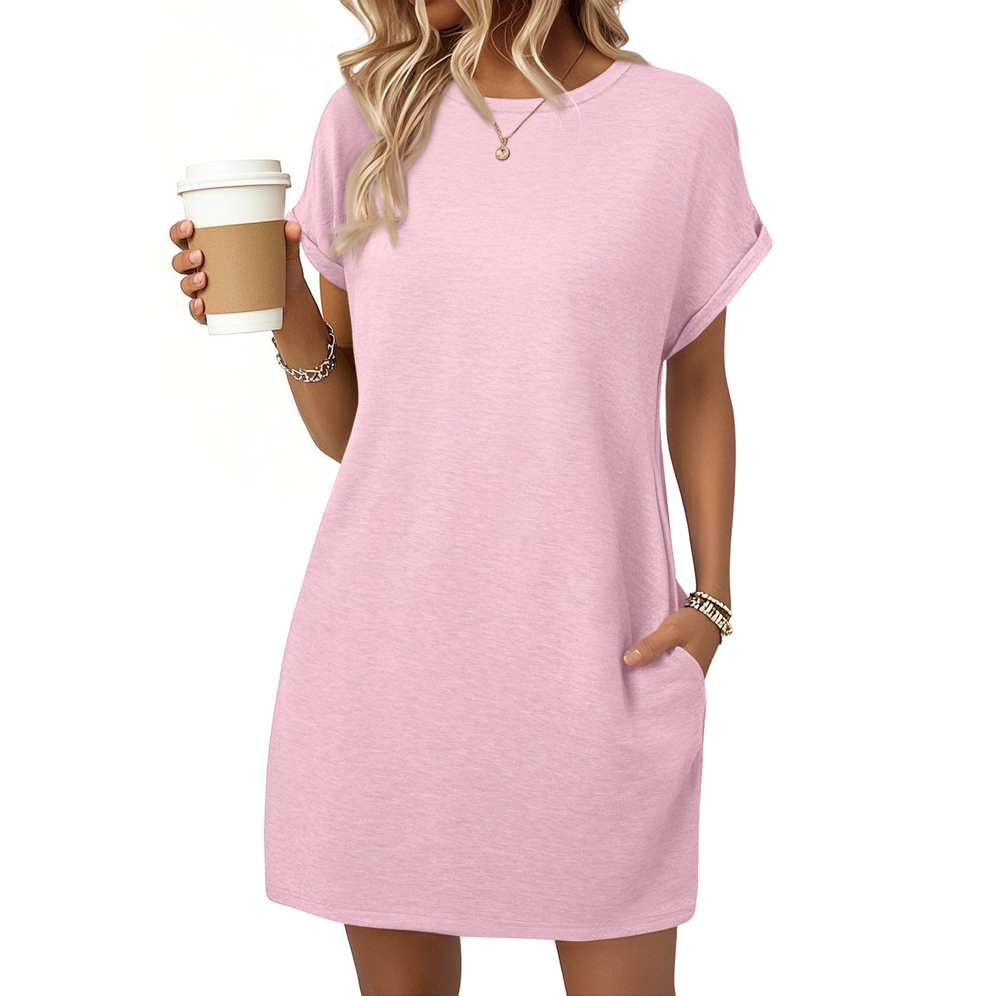 SUNBS Dresses for Womens Summer Spring T Shirt Dress Vacation Beach Mini Sundress Loose Clothes with Pockets