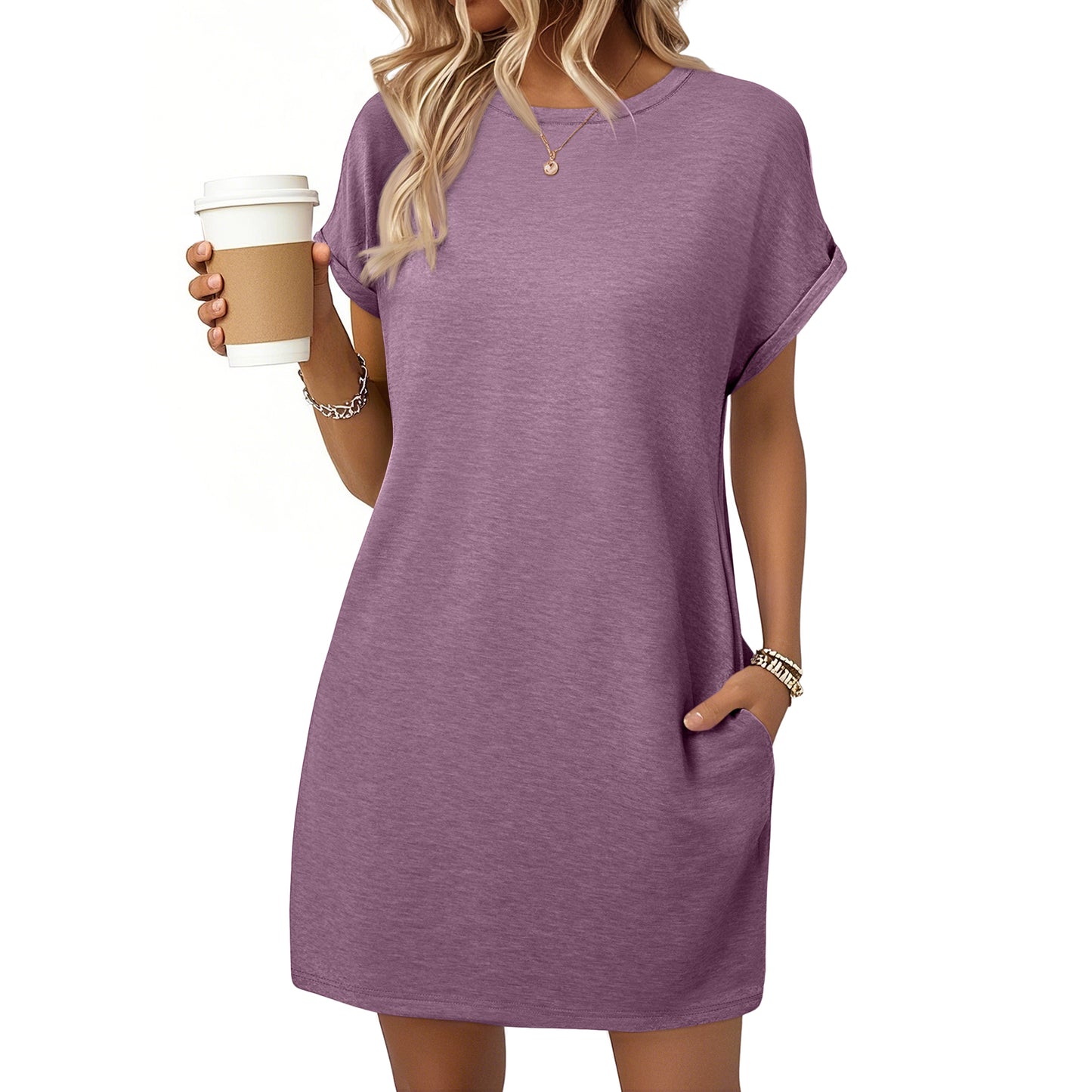SUNBS Dresses for Womens Summer Spring T Shirt Dress Vacation Beach Mini Sundress Loose Clothes with Pockets