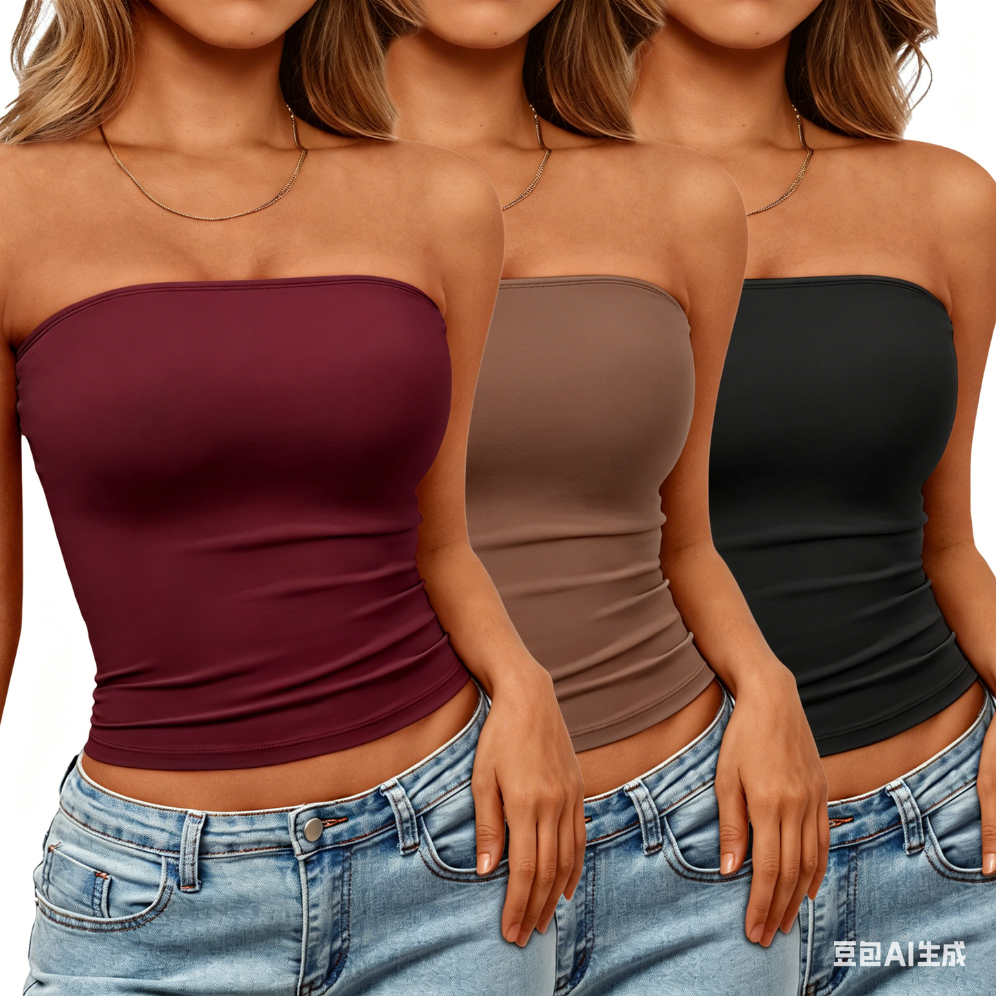 SUNBS Womens 3 Pack Tube Tops Crop Going Out Strapless Shirts Basic Backless Bandeau Blouses 2026 Sexy Cute Summer Clothing