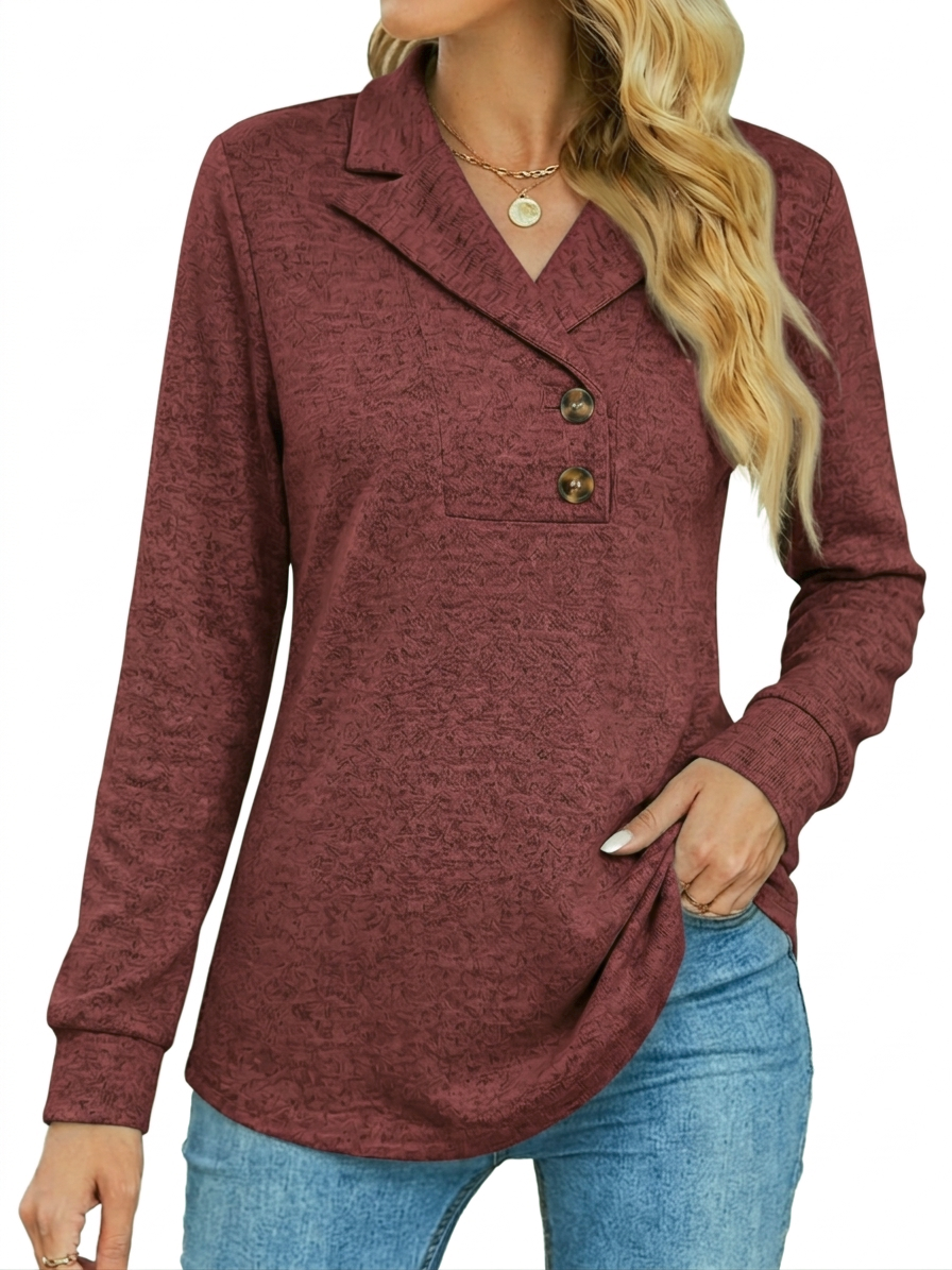 SUNBS Women's Long Sleeve Shirts 2026 Spring Fashion Dressy Casual Tops Trendy Henley Blouses Cute Work Outfits Clothes