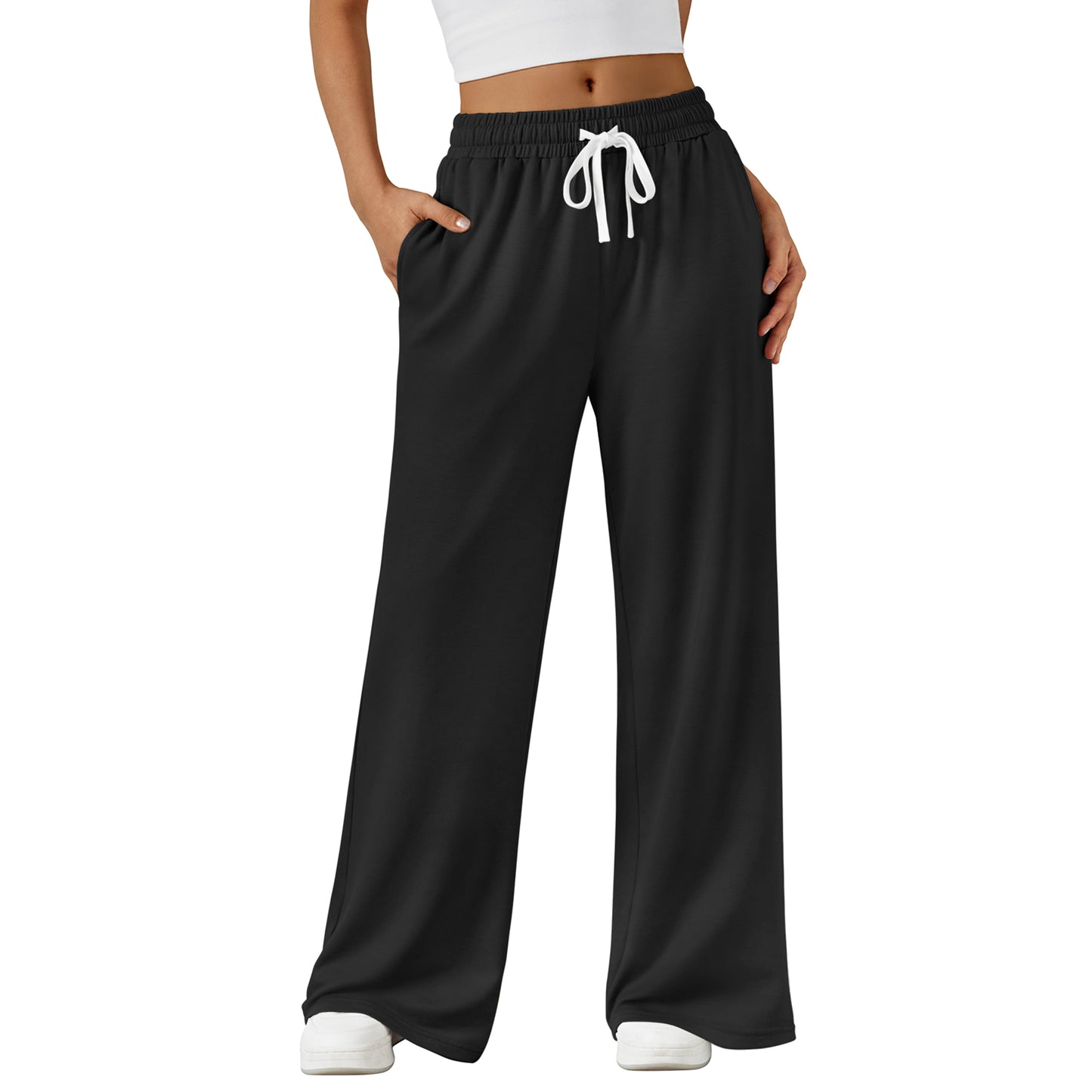 SUNBS Wide Leg Sweatpants Womens Pants Baggy Lounge Casual Pants Drawstring Womens Pants with Pockets