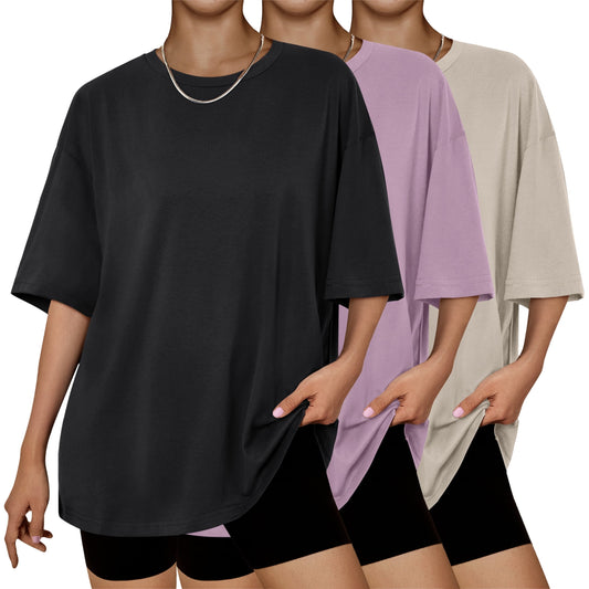 SUNBS 3 Packs Plus Size Womens Tops Workout T Shirts Short Sleeve Spring Tee Summer Clothes,Sizes S-3XL