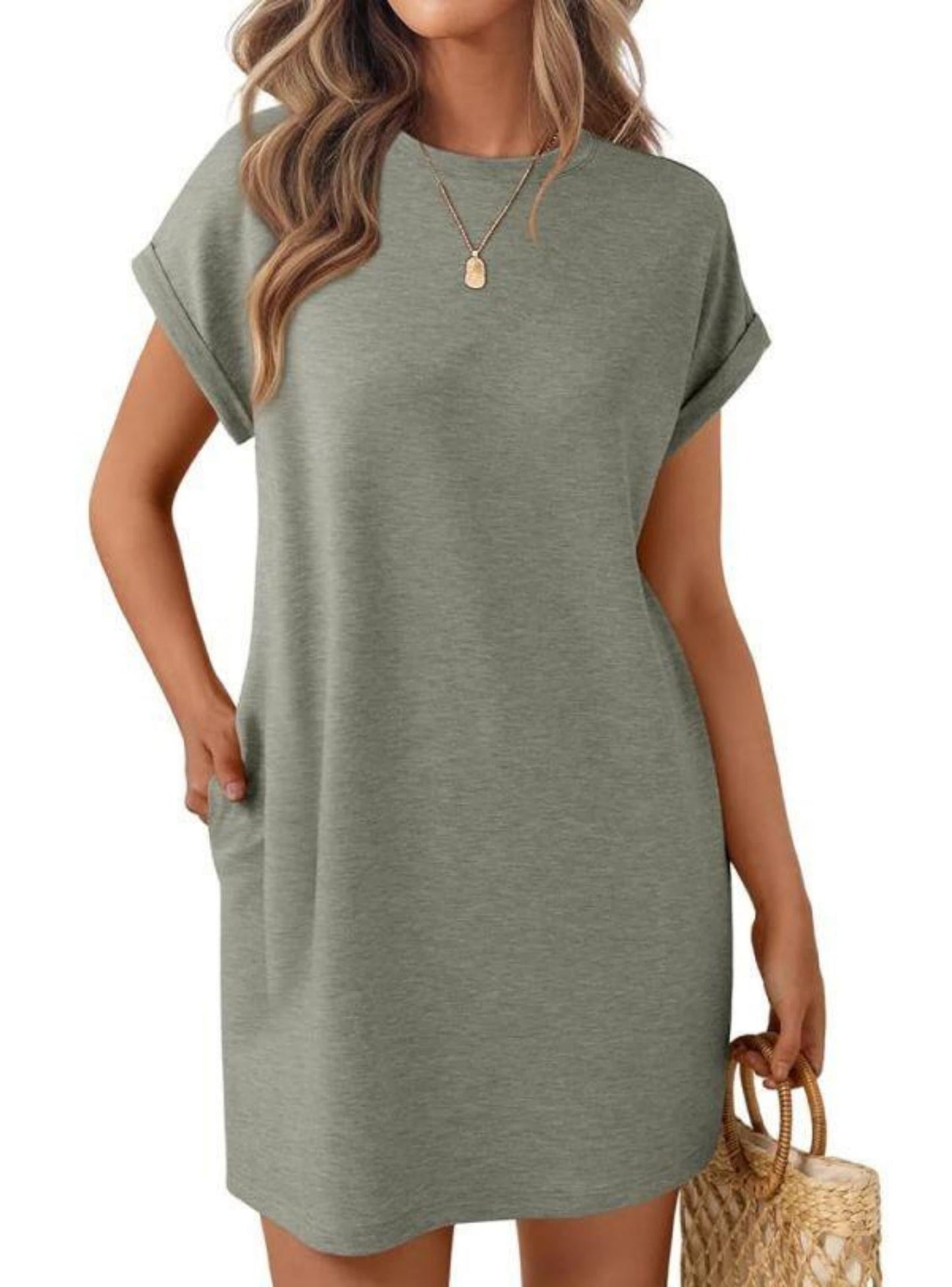 SUNBS Dresses for Womens Summer Spring T Shirt Dress Vacation Beach Mini Sundress Loose Clothes with Pockets