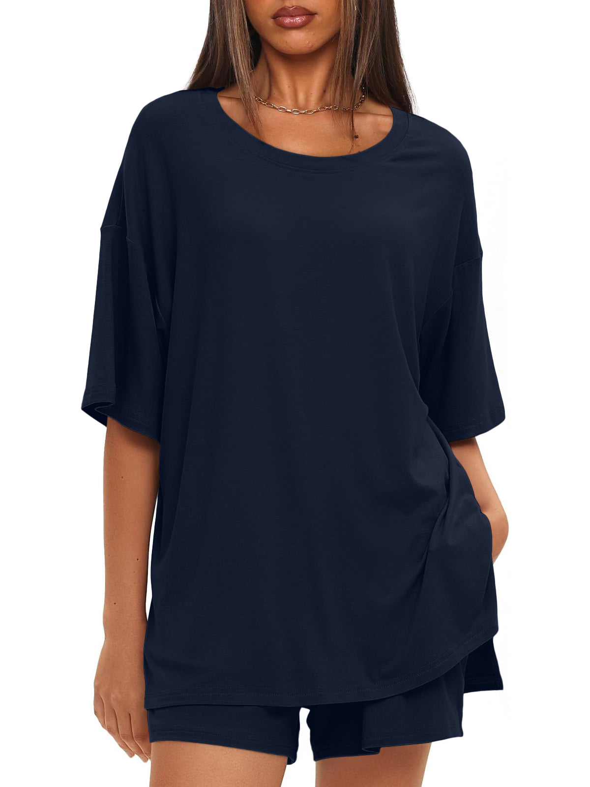 SUNBS 2 Piece Lounge Set for Women Matching Sets Oversized Top and Shorts Sweatsuit Travel Airport Outfit